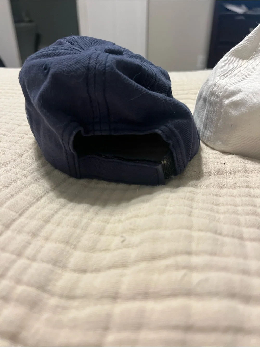 Kids Cotton Baseball Cap - White & Navy